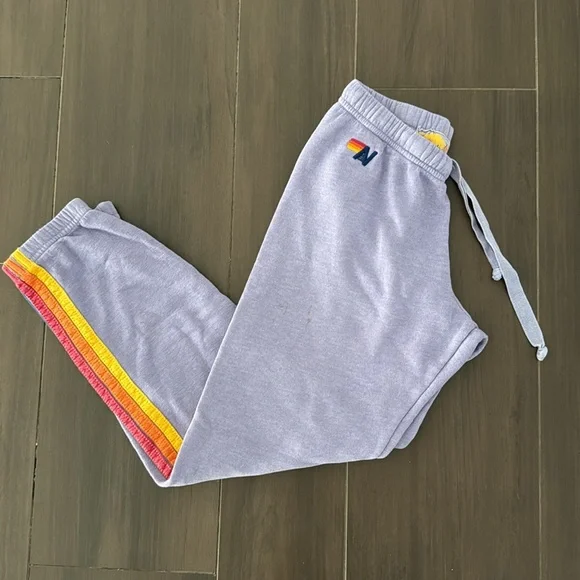 Aviator Nation Lavender Joggers with Multicolor Stripe - Picture 2 of 8